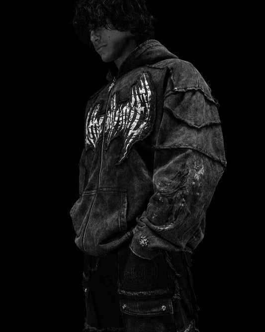 Ruined Oversized Zip-up Hoodie [GHOST]