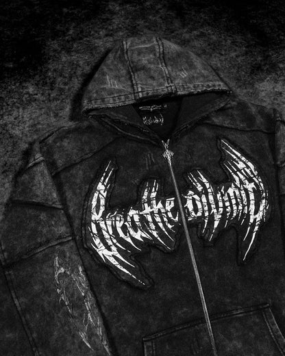 Ruined Oversized Zip-up Hoodie [GHOST]