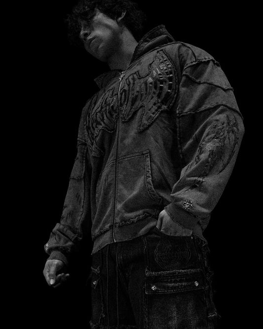 Ruined Oversized Zip-up Hoodie [VINTAGE WASHED]