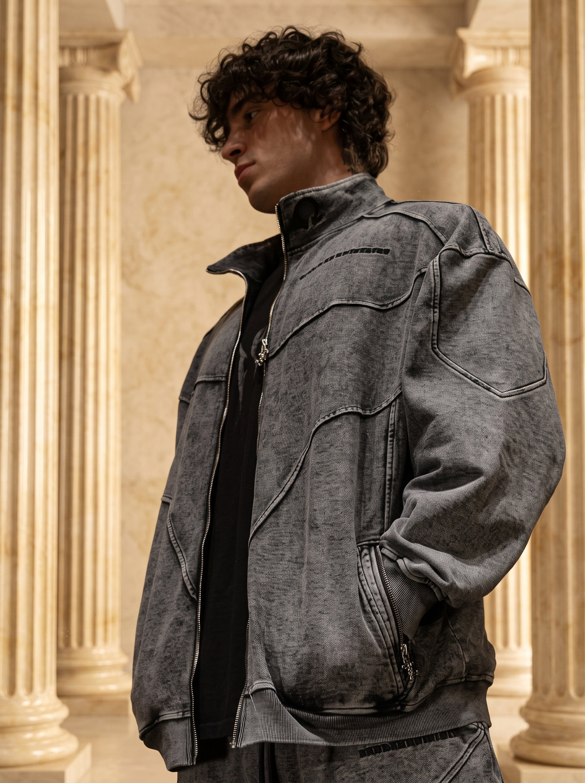 Deconstructed Oversized cut & sew panel full zip Jacket [VINTAGE]