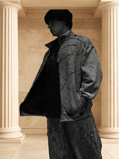 Deconstructed Oversized cut & sew panel full zip Jacket [VINTAGE]