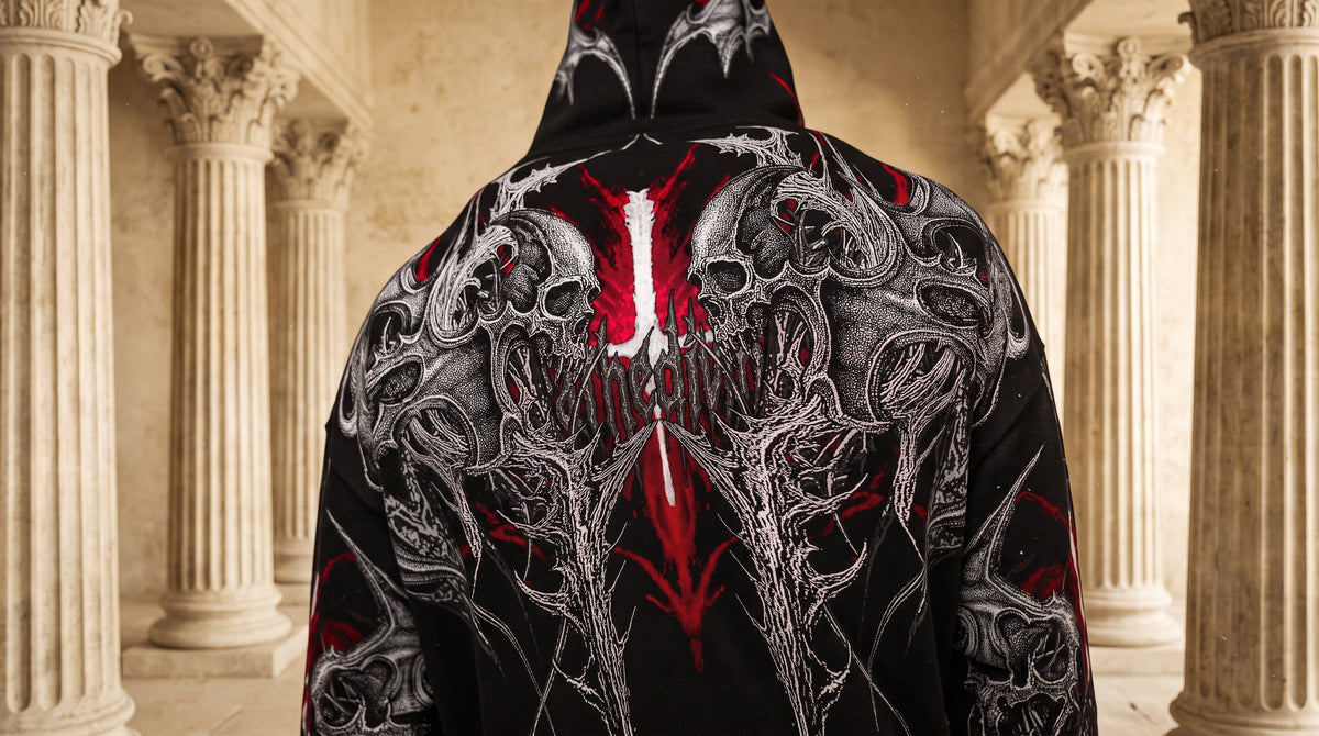 Death Blight Oversized Zip-Up Hoodie [HEAVENLY RED]