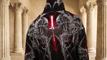 Death Blight Oversized Zip-Up Hoodie [HEAVENLY RED]
