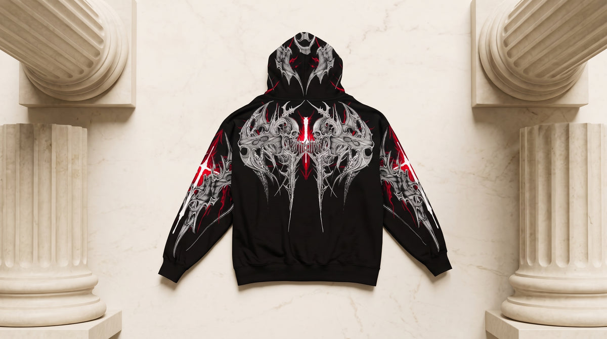 Death Blight Oversized Zip-Up Hoodie [HEAVENLY RED]