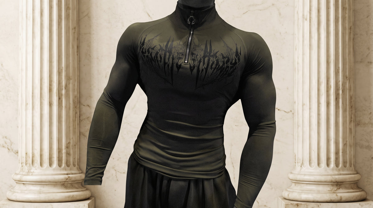 Void Tech™ Deathwing Longsleeve Quarter Zip Compression [OLIVE GREEN]