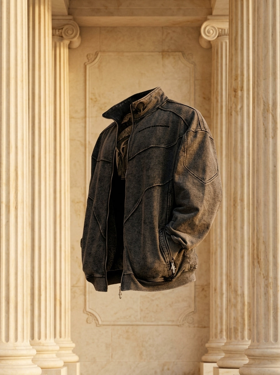 Deconstructed Oversized cut & sew panel full zip Jacket [VINTAGE]