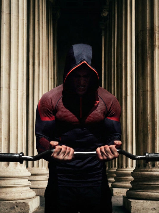 Onyx 5.0 Seamless Hoodie Black/Carmine Red