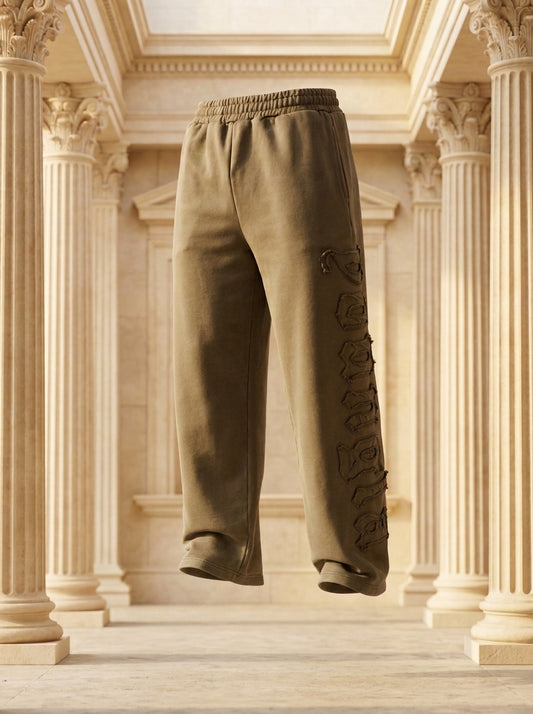 2093 - Patchwork Sweats Olive Brown Wash