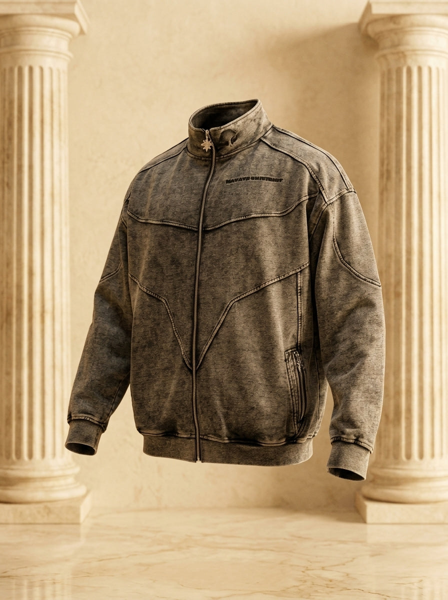 Deconstructed Oversized cut & sew panel full zip Jacket [VINTAGE]