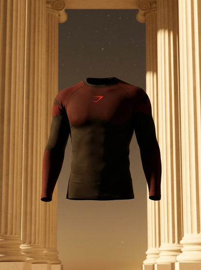 Onyx 5.0 Seamless Long Sleeve T-Shirt Black/Carmine Red