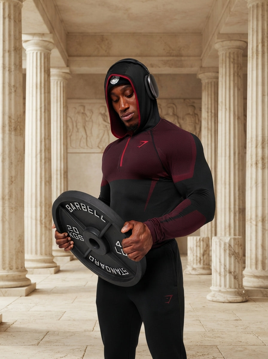 Onyx 5.0 Seamless Hoodie Black/Carmine Red